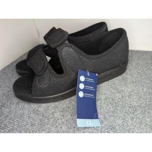 NWT Silverts Adaptive Footwear Comfort Slippers Sandals Black Women's Size‎ 12